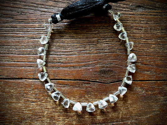 Strand of Quartz Faceted Pyramids