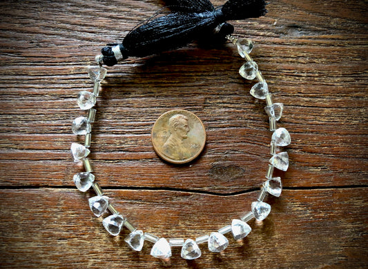 Strand of Quartz Faceted Pyramids