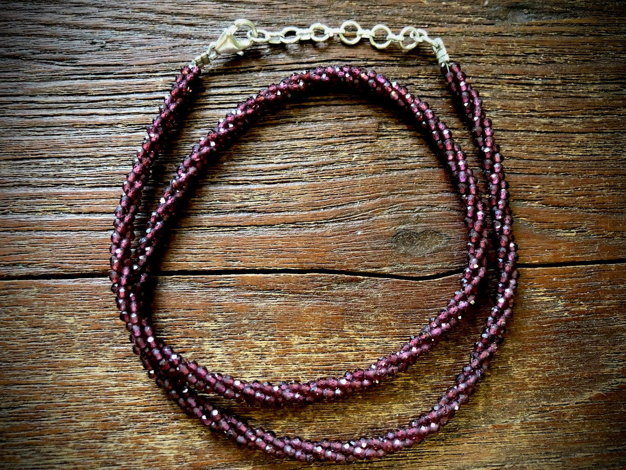 Triple Microfaceted Garnet Necklace/Strand