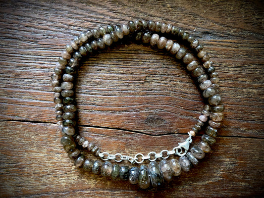 Graduated Andalusite Smooth Rondelles Strand/Necklace