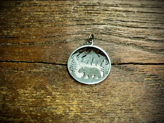 Sterling Silver Bear Charm in Mountain Meadows