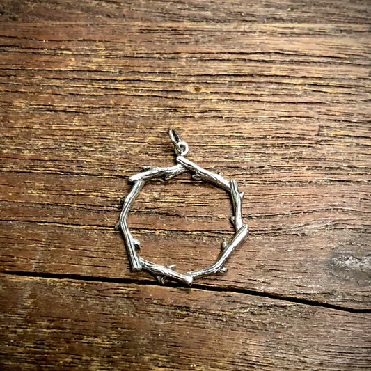 Sterling Silver Circle of Thorns Pendant Charm