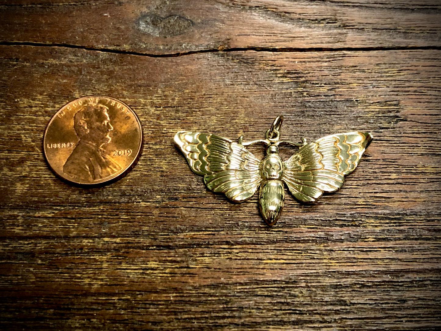 Bronze Death Heads Moth Pendant Charm