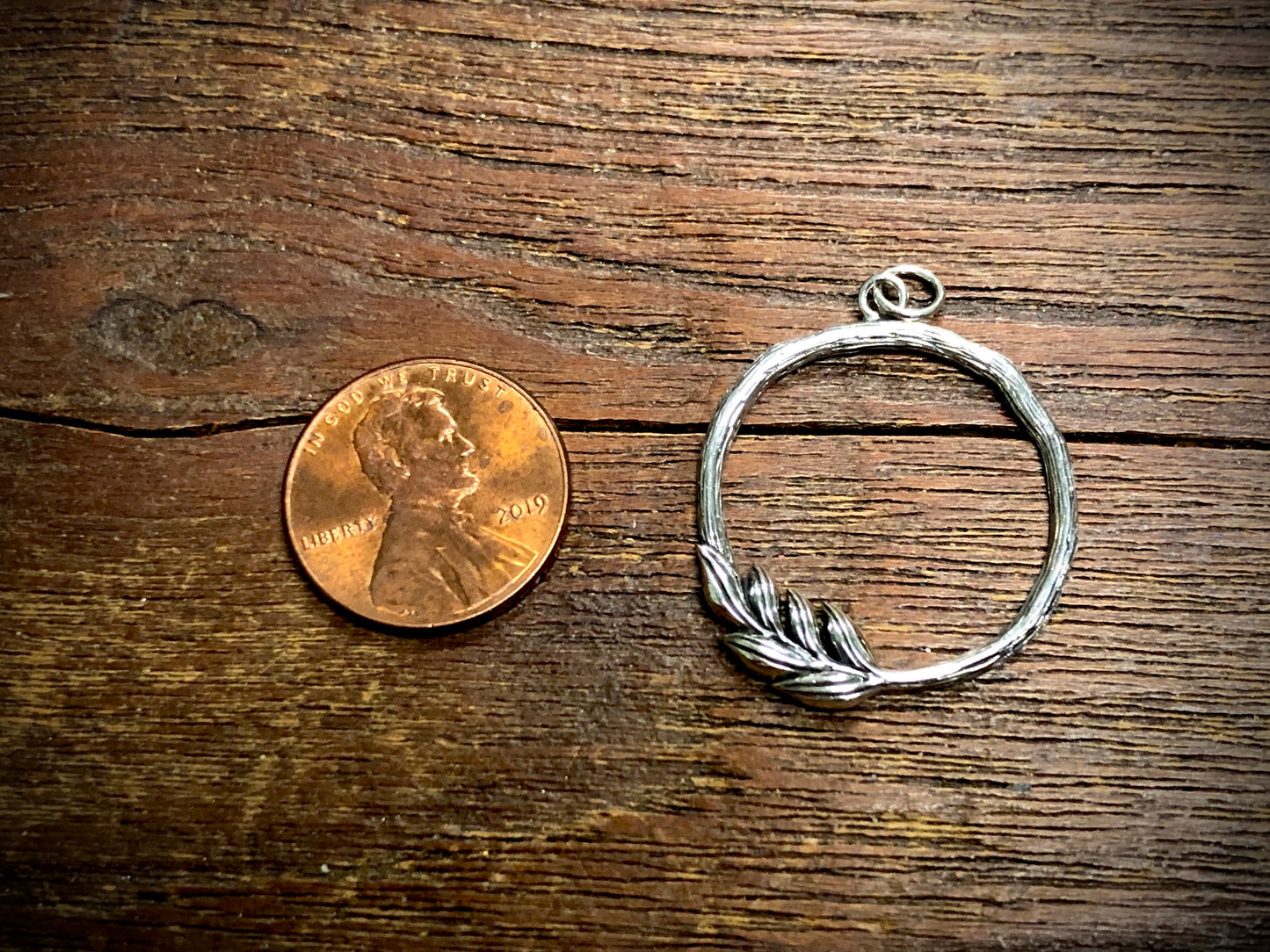 Sterling Silver Twig Circle Pendant Charm