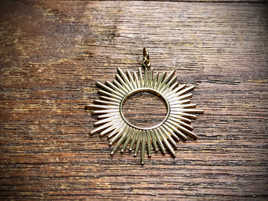 Bronze Spiky Sun Pendant Charm