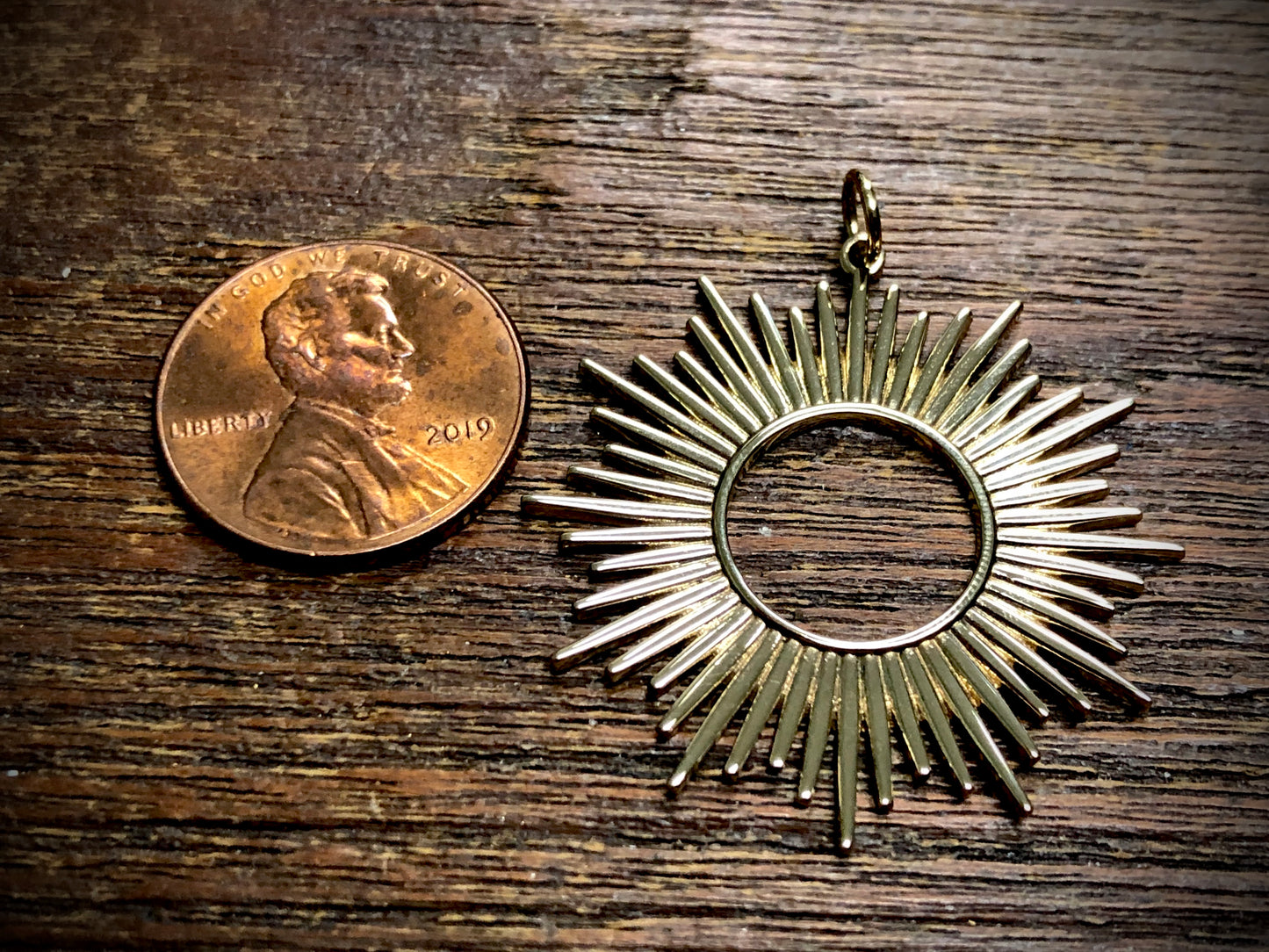 Bronze Spiky Sun Pendant Charm