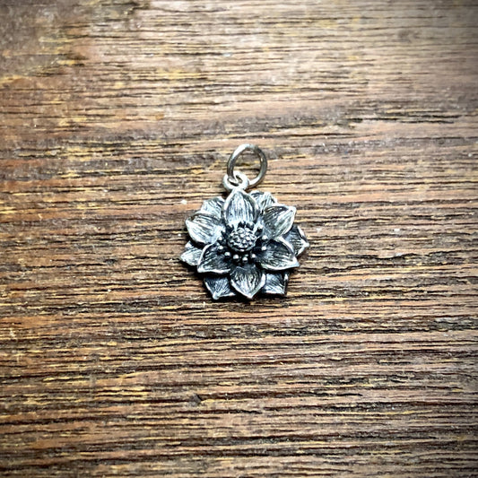 Sterling Silver Realistic Lotus Charm