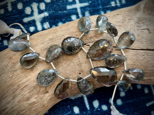 Graduated Sunstone Iolite Faceted Briolettes