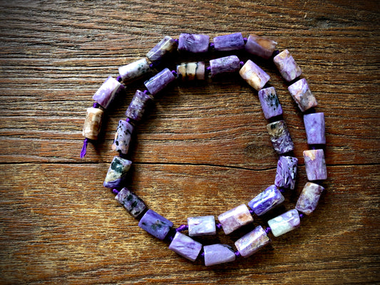Charoite Faceted Barrel Bead Strand - 12x7mm