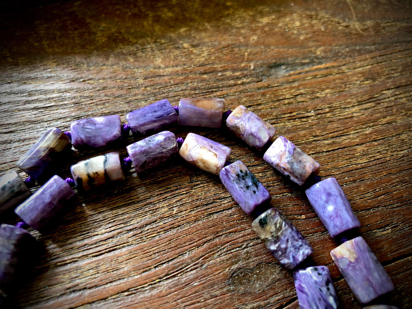 Charoite Faceted Barrel Bead Strand - 12x7mm