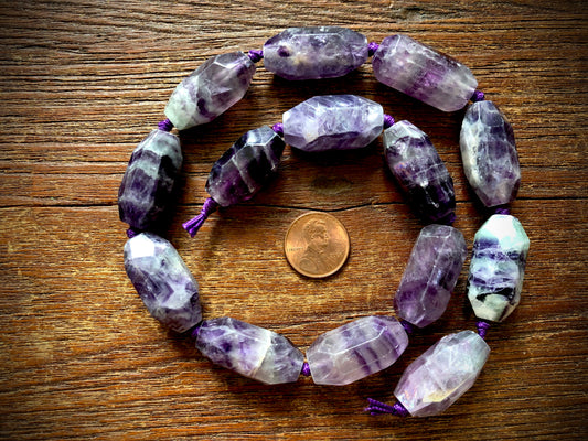 Fluorite Faceted Barrel Beads