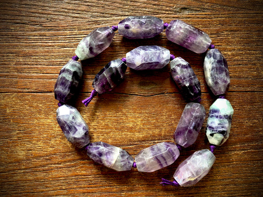Fluorite Faceted Barrel Beads