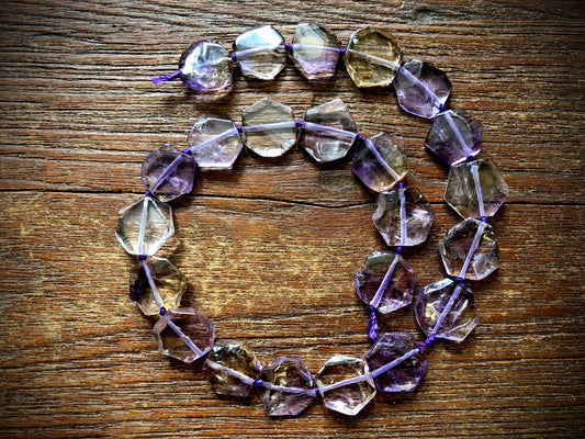 Ametrine Hexagon Bead Strand