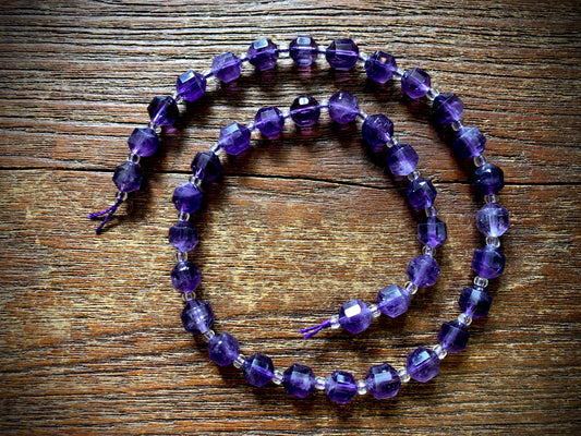 Amethyst Faceted Barrel Bead Strand - 7mm