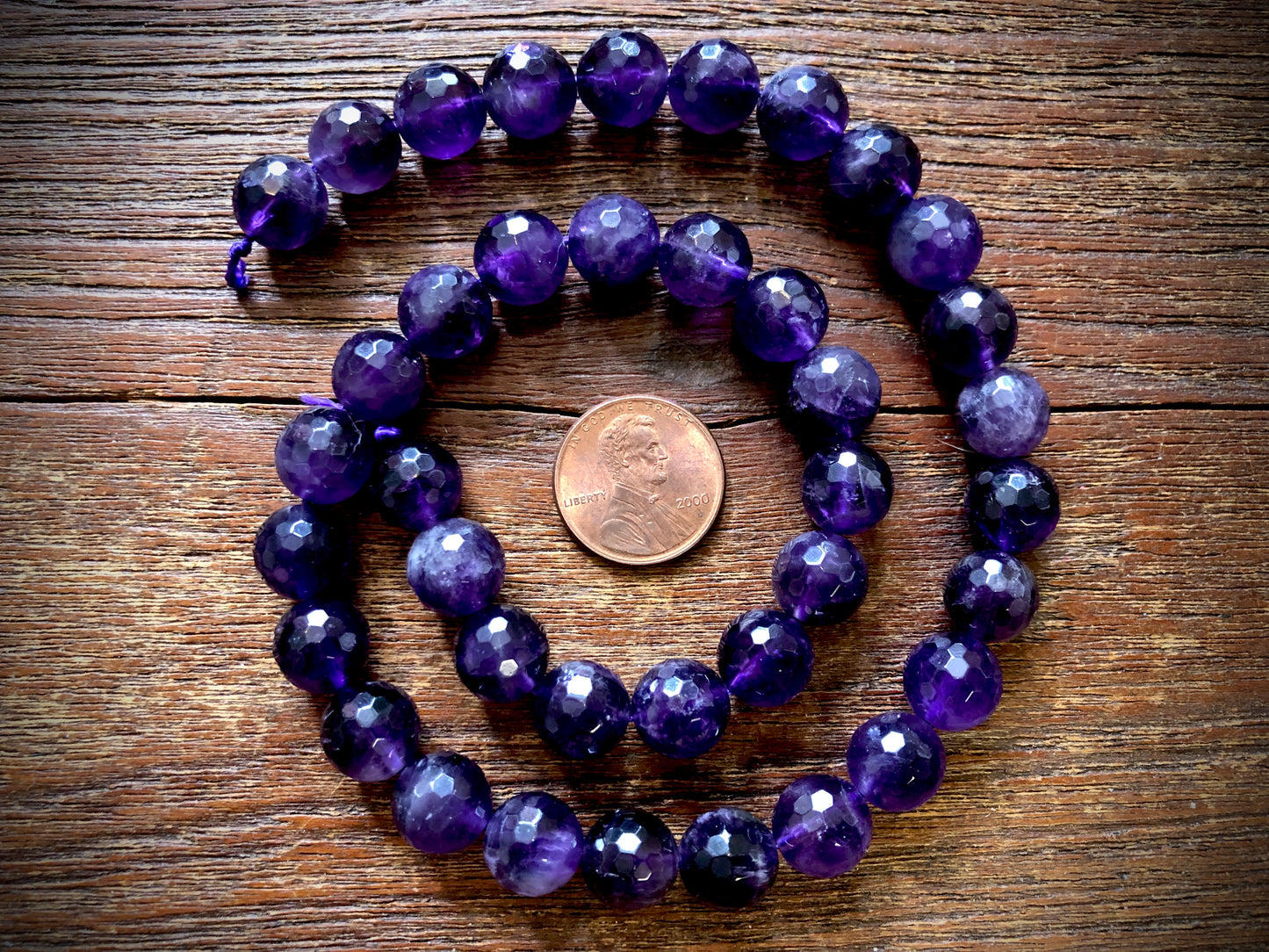 Amethyst Faceted Round Bead Strand - 10mm