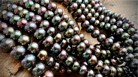 Freshwater Pearls - Peacock - 8mm x 4mm - 16"