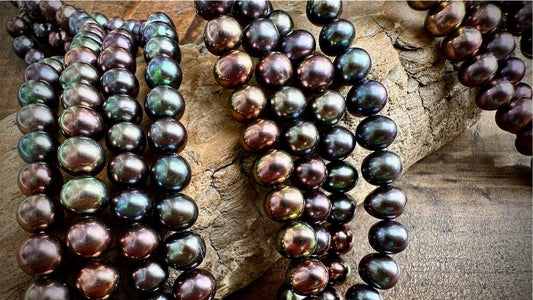 Freshwater Pearls - Peacock - 8mm x 6mm - 16"