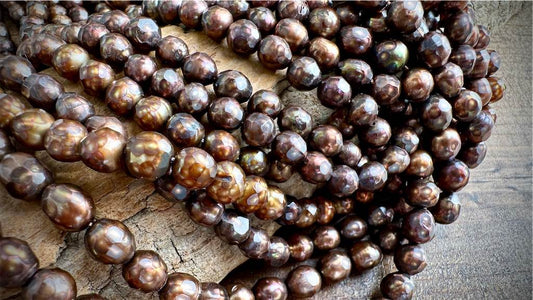 Freshwater Pearls - Faceted Antique Bronze - 5mm to 6mm - 16"