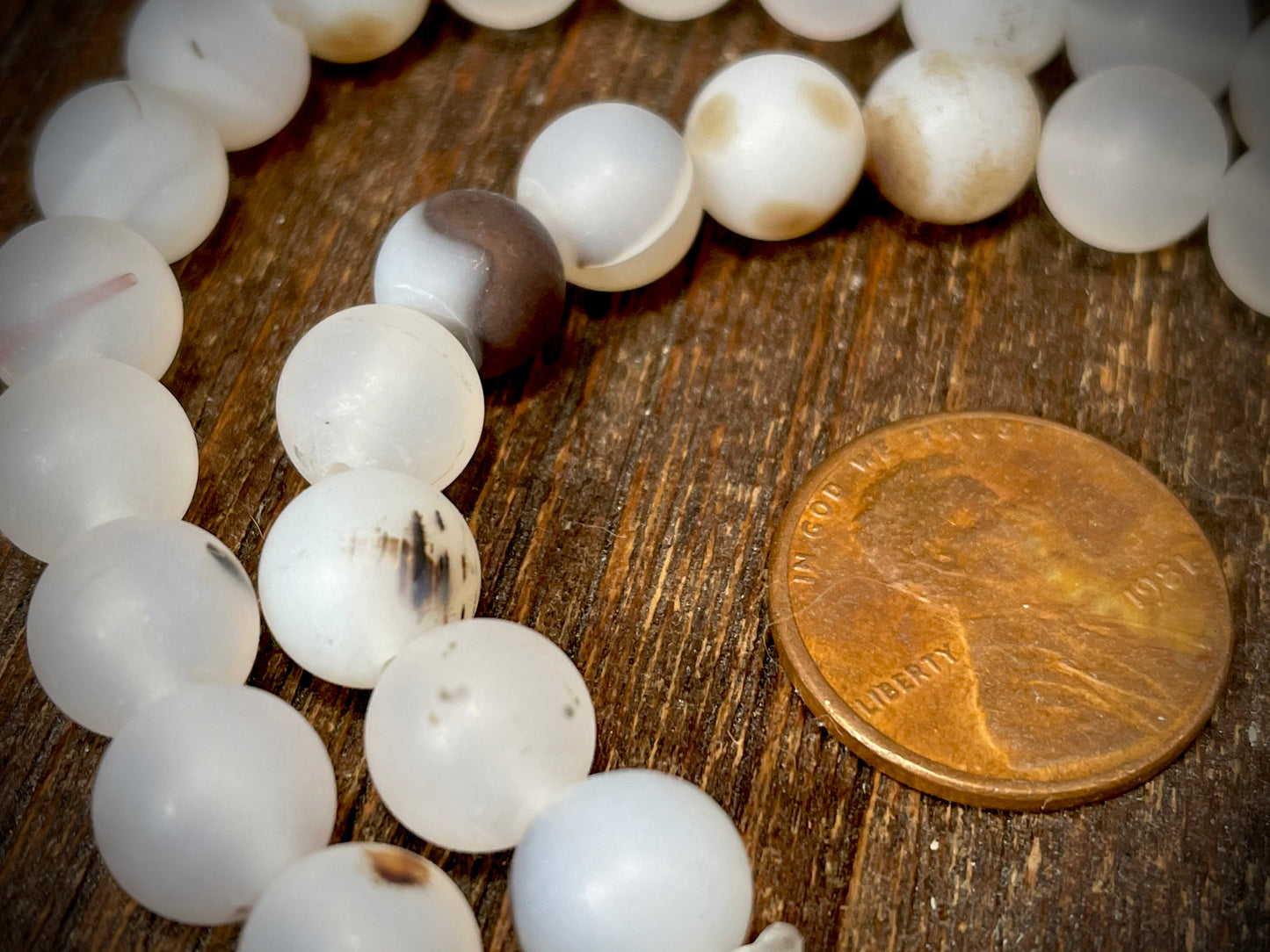 White Spotted Agate 8mm Round Beads