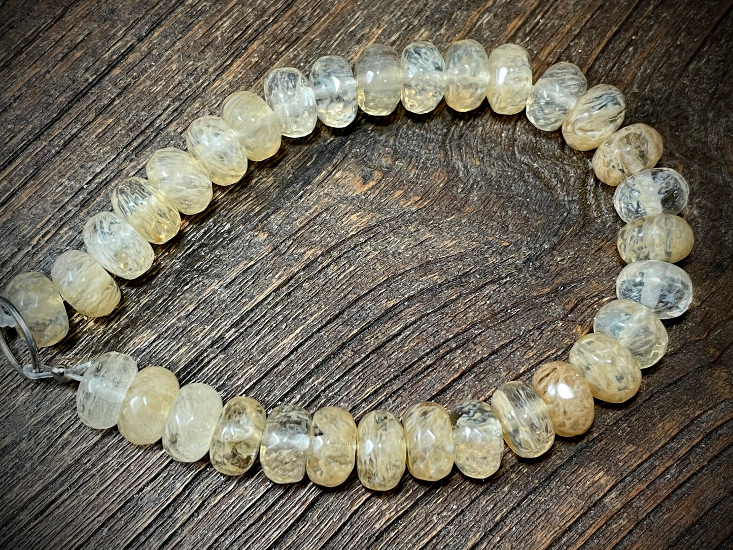 Rutilated Quartz 6mm x 10mm Faceted Rondelle Beads