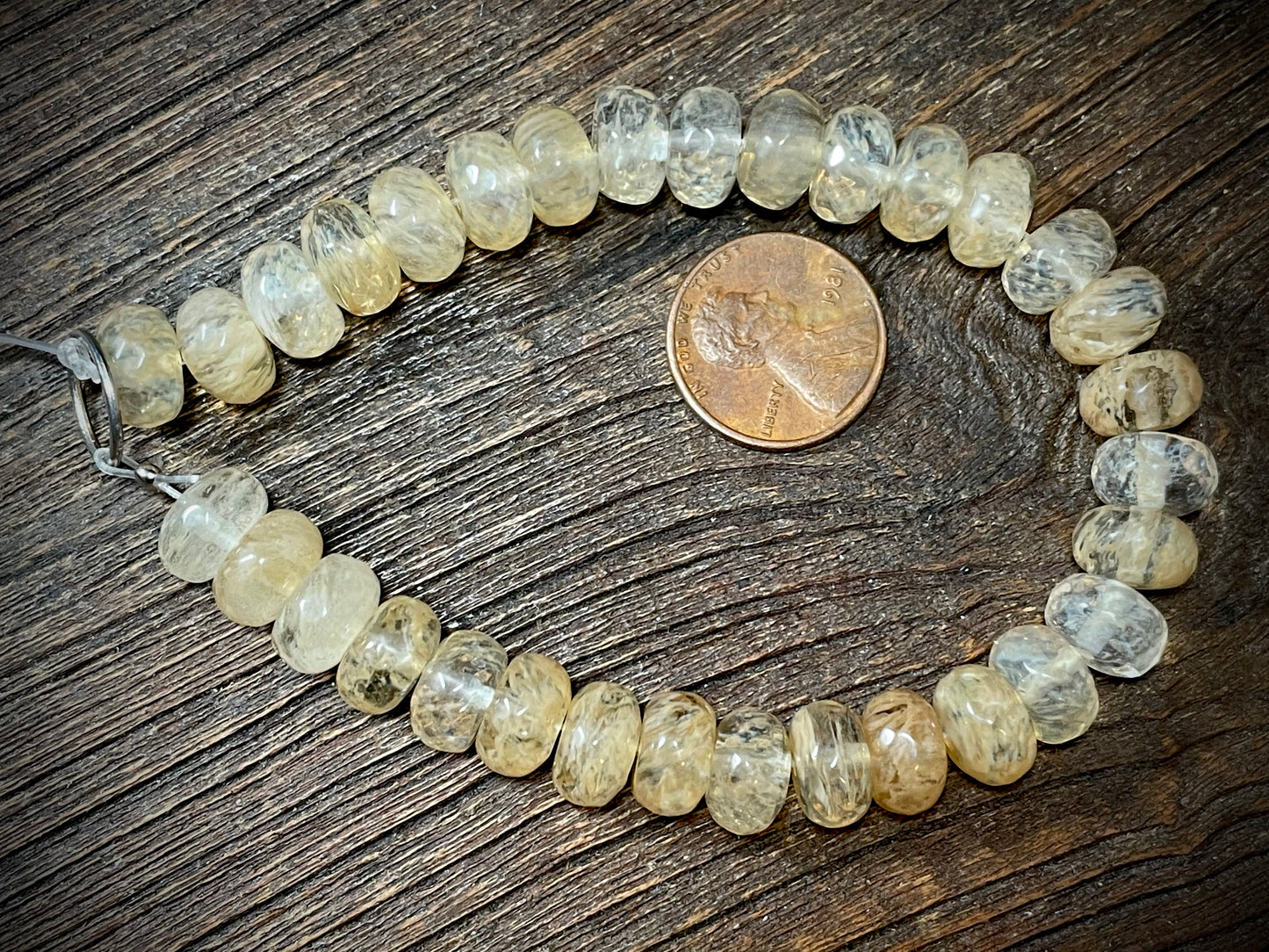 Rutilated Quartz 6mm x 10mm Faceted Rondelle Beads