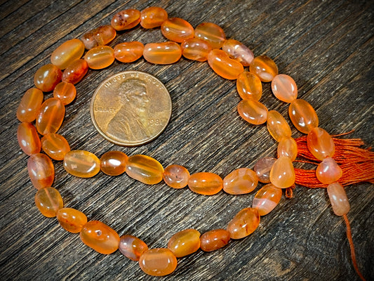 Carnelian Oval Nugget Beads 8mm x 6mm - 13"