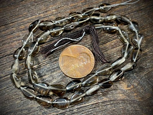 Smoky Quartz 8mm x 6mm Teardrop Beads