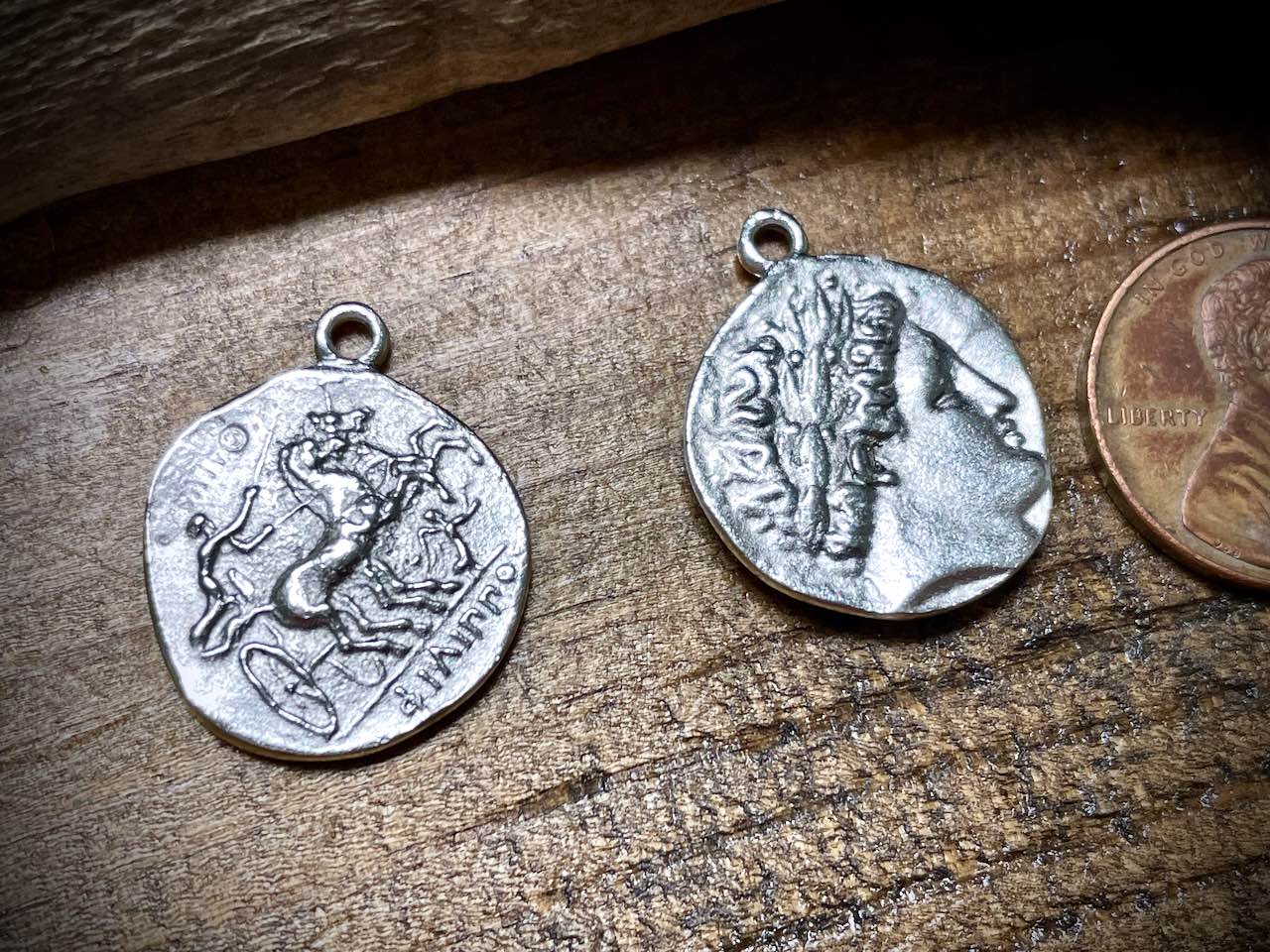 Antique Coin Charm/Pendant - Silver Plated