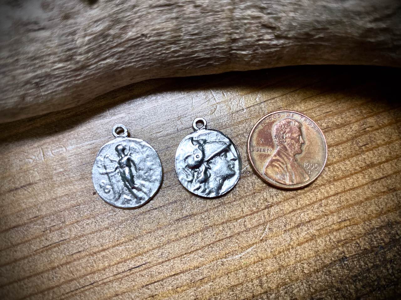 Antique Coin Charm/Pendant - Silver Plated