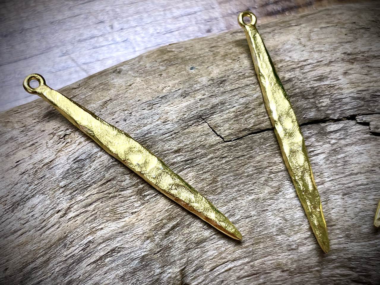 Dimpled Spike Pendant - Satin Gold Plated