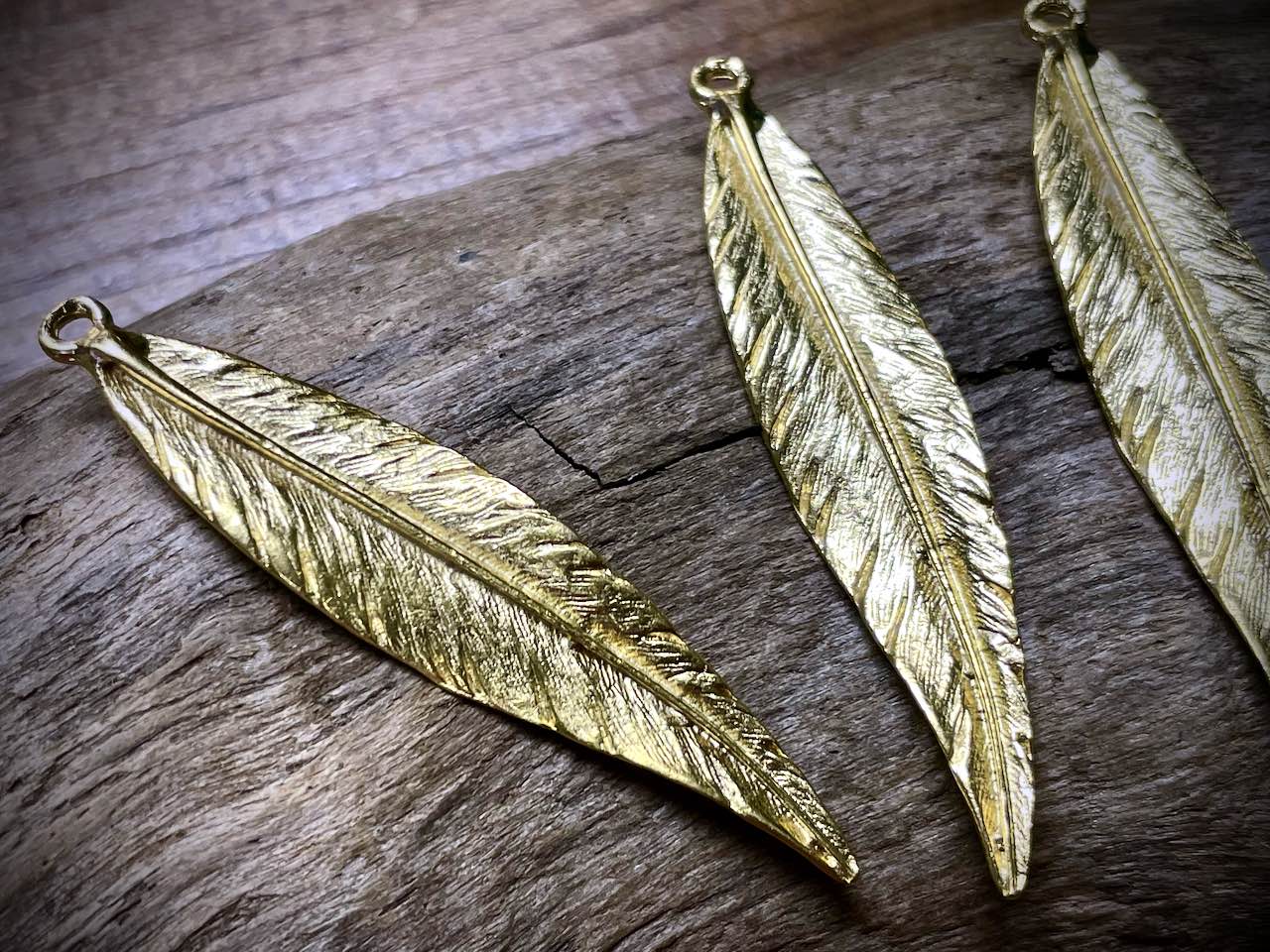 Feather Pendant - Satin Gold Plated