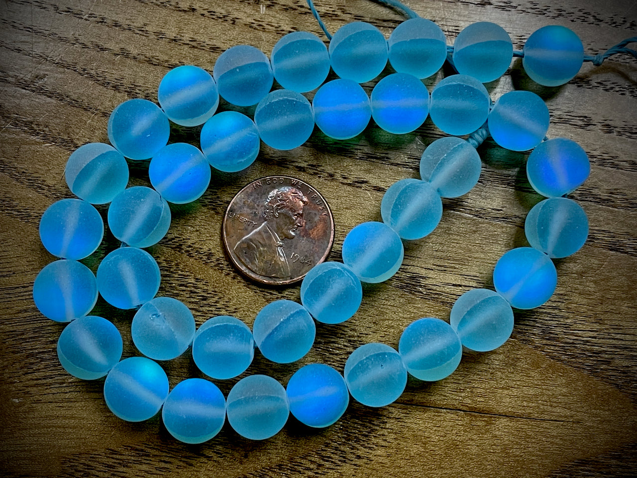 Mermaid Glass (Manmade Moonstone) 10mm Round Beads