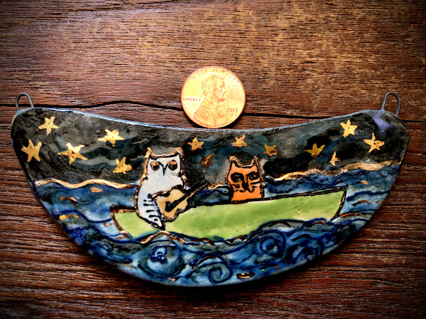 Diane Hawkey Cat and Owl Pendant
