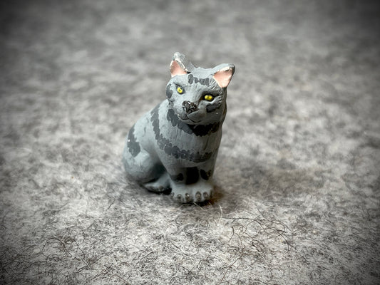 Peruvian Ceramic Bead—Sitting Grey Cat