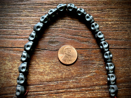 Hematite Electroplated Skulls Strand - 10mm x 8 mm - 8"