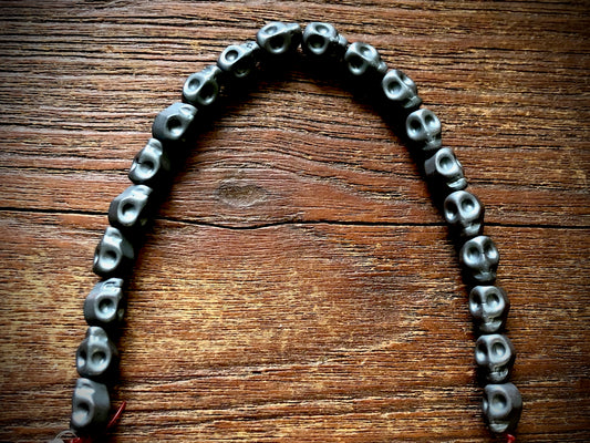Hematite Electroplated Skulls Strand - 10mm x 8 mm - 8"