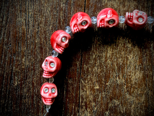 Ceramic Skulls with Crystal Eyes Strand - 13mm - 4"