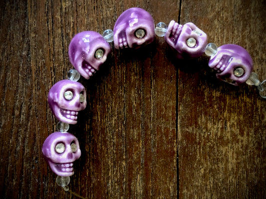 Ceramic Skulls with Crystal Eyes Strand - 13mm - 4"