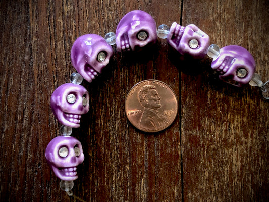 Ceramic Skulls with Crystal Eyes Strand - 13mm - 4"