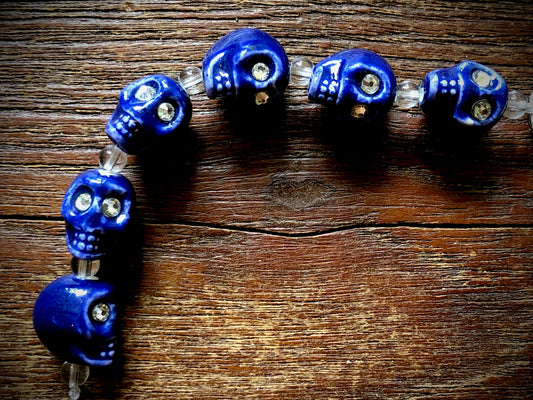 Ceramic Skulls with Crystal Eyes Strand - 13mm - 4"