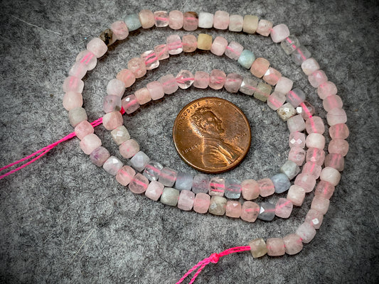 Beryl 4mm Faceted Cube Beads