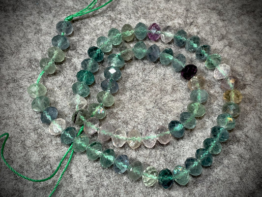 Fluorite 8mm Faceted Rondelle Beads