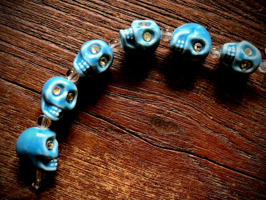 Ceramic Skulls with Crystal Eyes Strand - 13mm - 4"