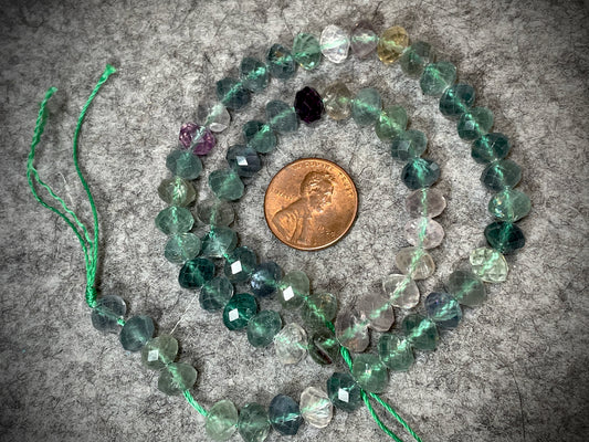 Fluorite 8mm Faceted Rondelle Beads