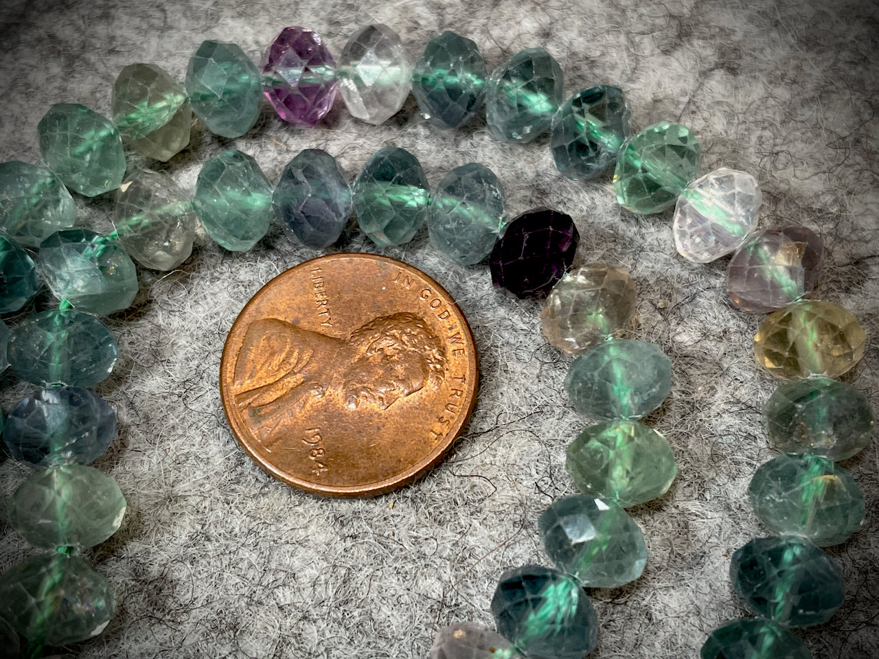 Fluorite 8mm Faceted Rondelle Beads