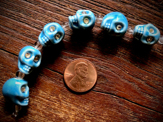 Ceramic Skulls with Crystal Eyes Strand - 13mm - 4"