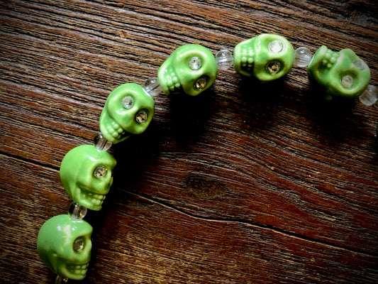 Ceramic Skulls with Crystal Eyes Strand - 13mm - 4"