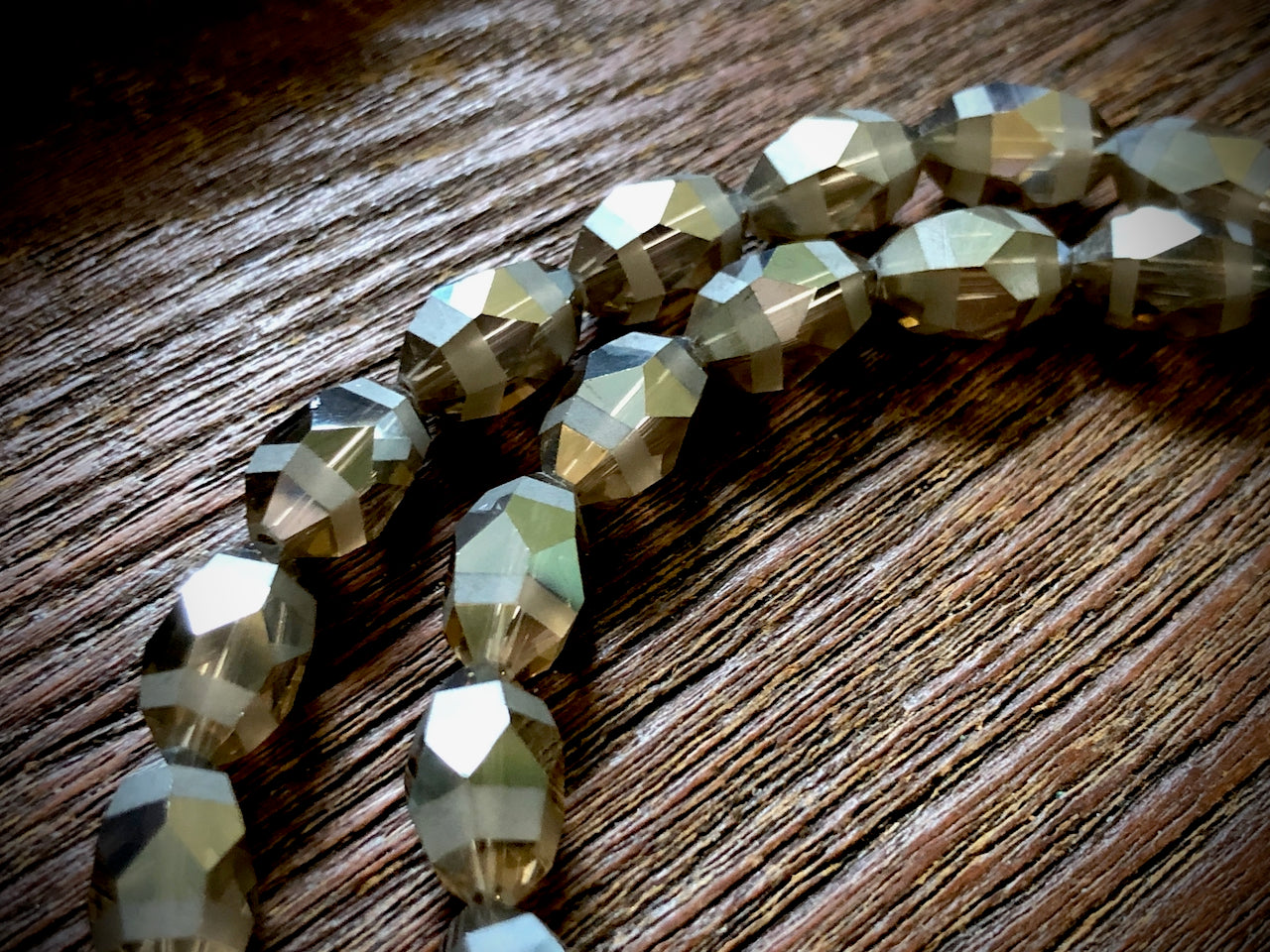 Crystal Orbits Faceted Rice Beads Strand - Honey - 12mm x 8mm