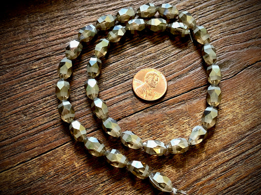 Crystal Orbits Faceted Rice Beads Strand - Honey - 12mm x 8mm