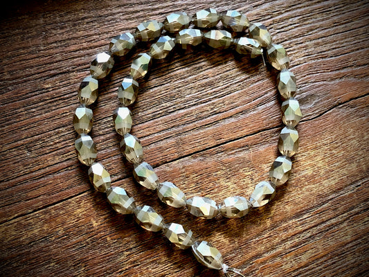 Crystal Orbits Faceted Rice Beads Strand - Honey - 12mm x 8mm